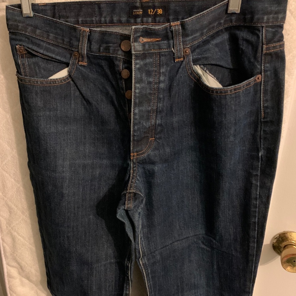 J Crew men's denim blue jeans  12/30